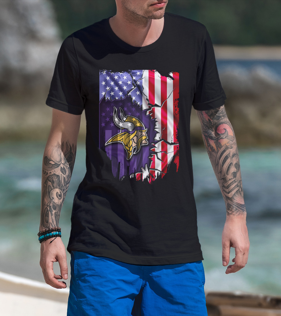 American Flag Minnesota Vikings T-Shirt