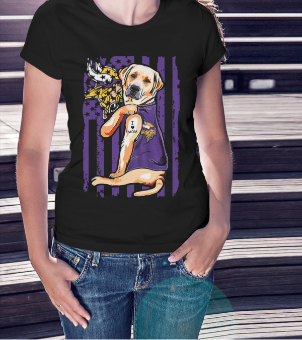 Minnesota Vikings Labrador Retriever I Love Mom T-Shirt