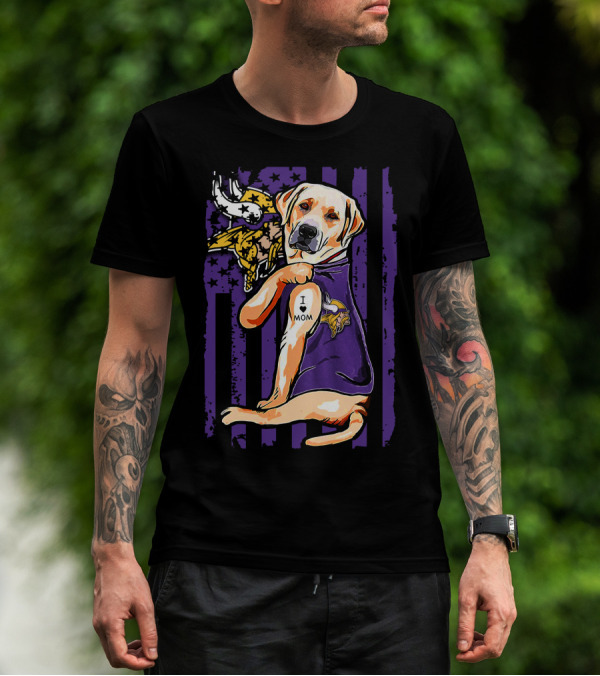 Minnesota Vikings Labrador Retriever I Love Mom T-Shirt