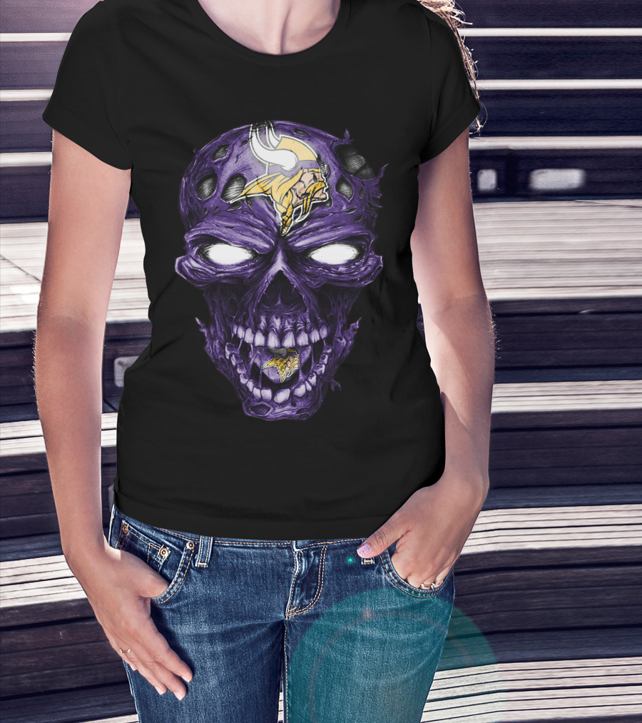 Minnesota Vikings Skull Purple T-Shirt