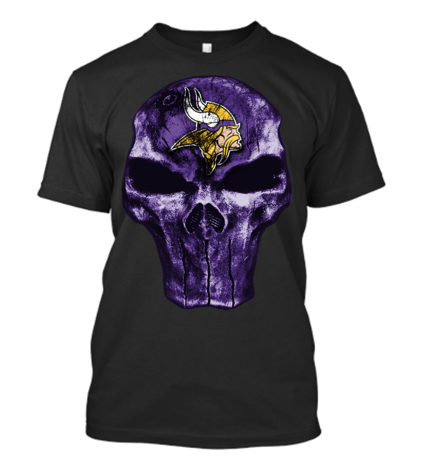 Skull Minnesota Vikings Logo Purple T-Shirt