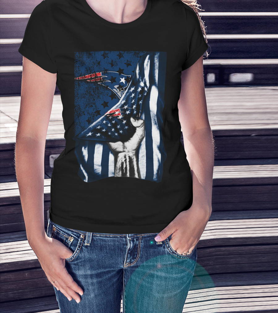 New England Patriots American Flag Hand Stars Stripes T-Shirt