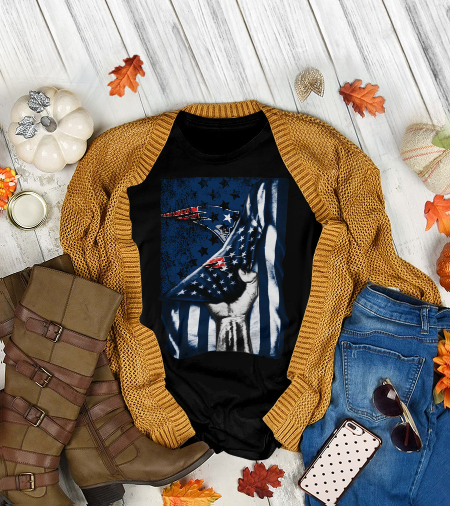 New England Patriots American Flag Hand Stars Stripes T-Shirt