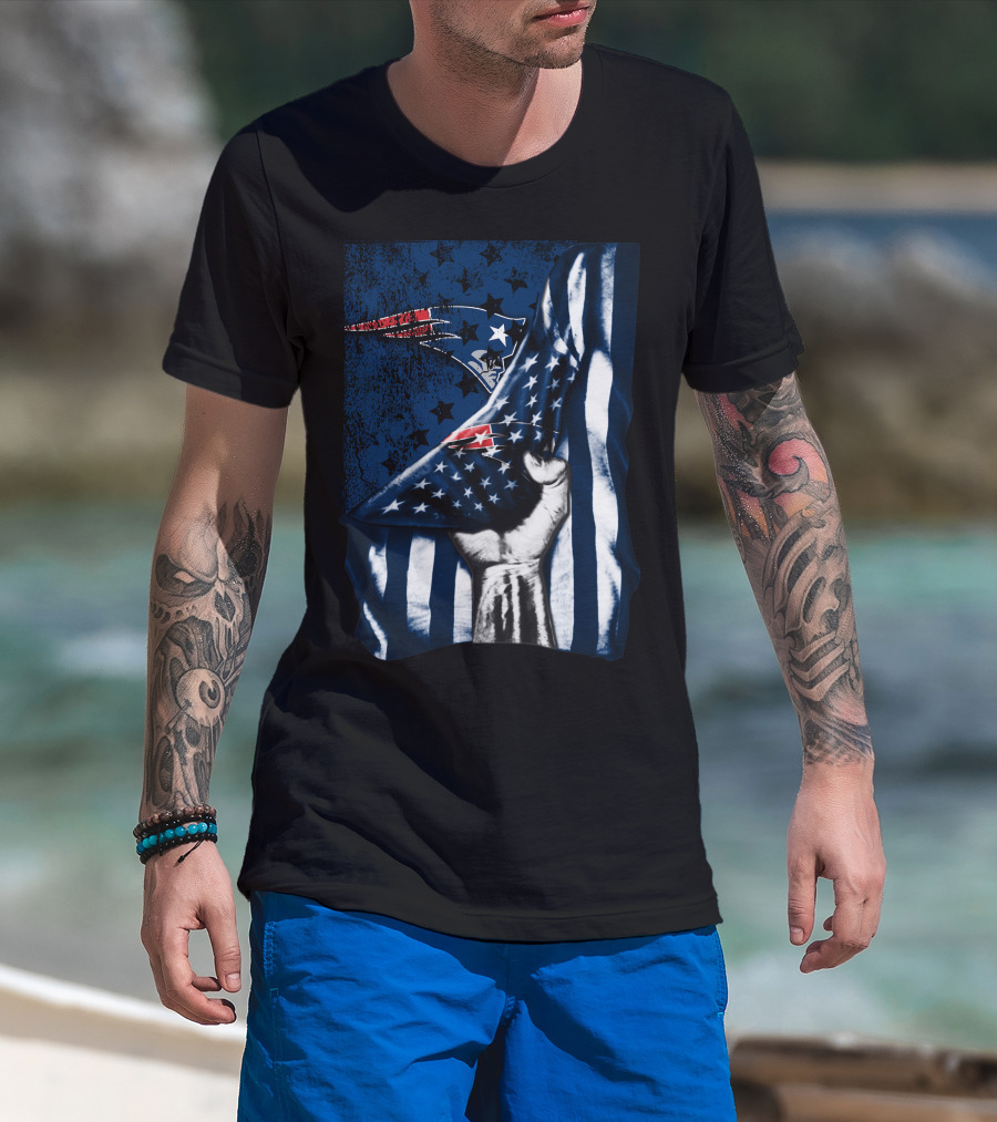 New England Patriots American Flag Hand Stars Stripes T-Shirt