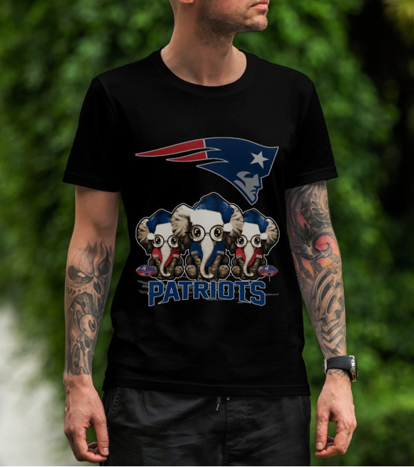 Elephan Xmas New England Patriots Cute Patriots Elephants T-Shirt