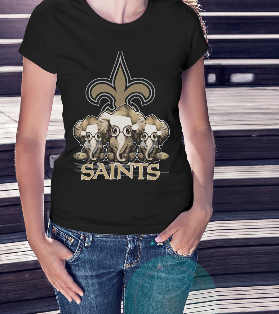 New Orleans Saints Elephan Xmas Fleur-de-Lis T-Shirt