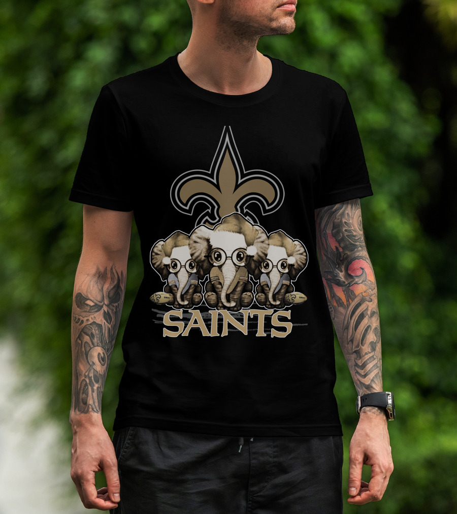New Orleans Saints Elephan Xmas Fleur-de-Lis T-Shirt