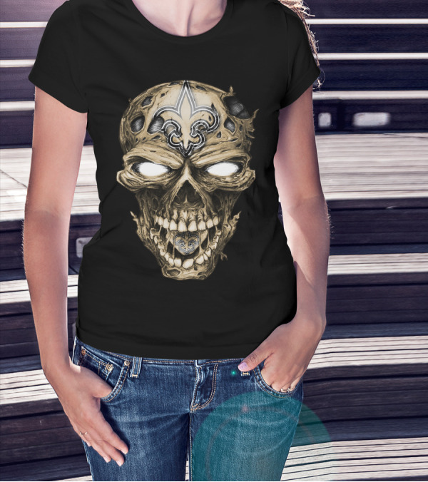 Skull V2 New Orleans Saints Fleur-de-Lis Zombie Head T-Shirt