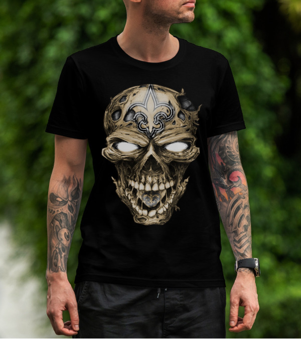 Skull V2 New Orleans Saints Fleur-de-Lis Zombie Head T-Shirt