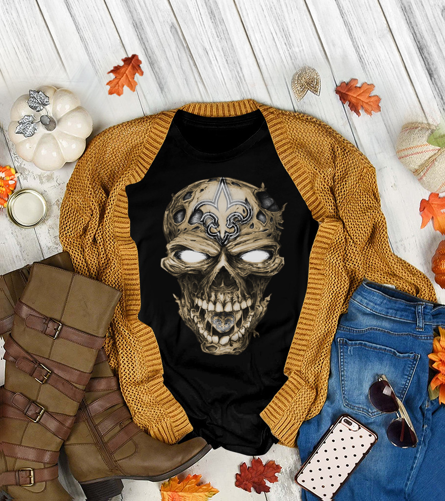 Skull V2 New Orleans Saints Fleur-de-Lis Zombie Head T-Shirt