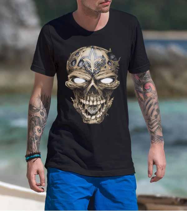 Skull V2 New Orleans Saints Fleur-de-Lis Zombie Head T-Shirt
