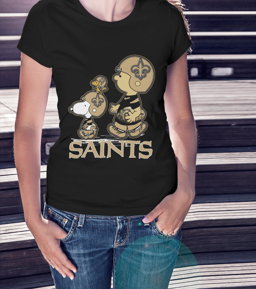 Snpfootball New Orleans Saints Peanuts Snoopy Woodstock Football Helmets T-Shirt