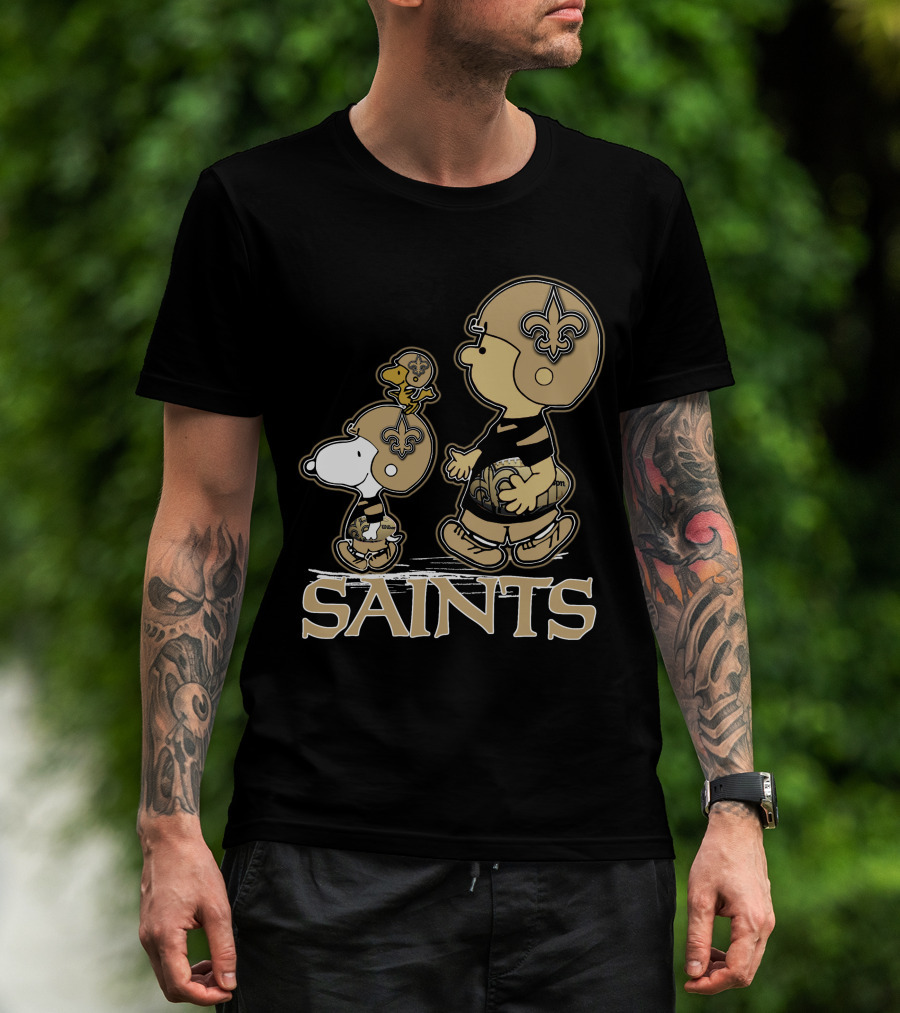Snpfootball New Orleans Saints Peanuts Snoopy Woodstock Football Helmets T-Shirt