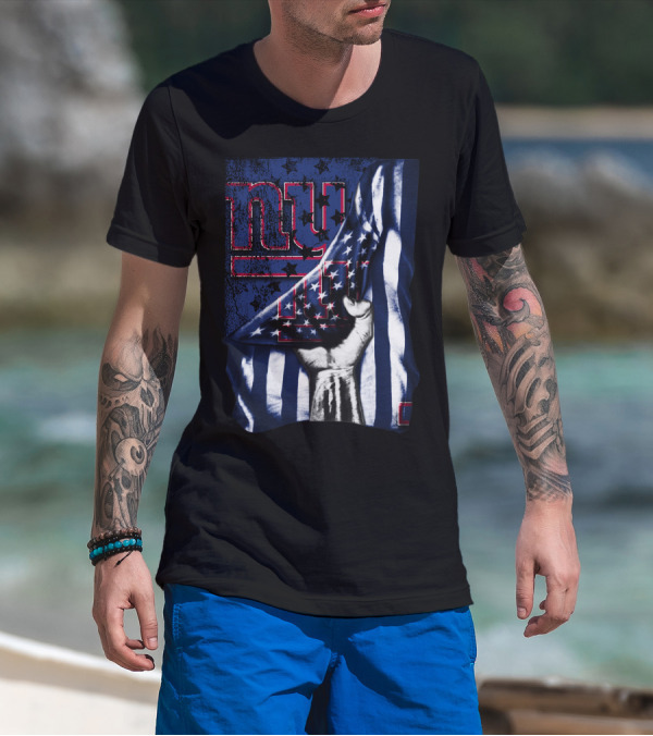 NY Giants American Flag Hand T-Shirt