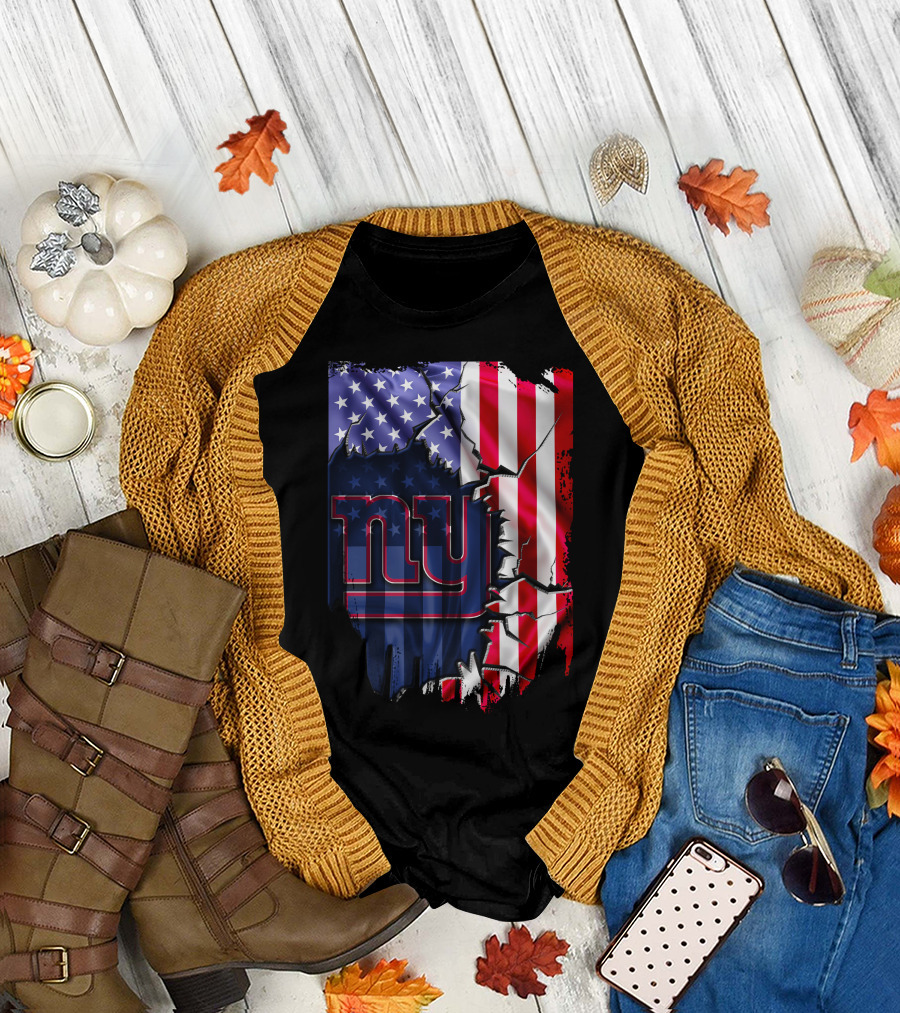 Flag V2 New York Giants American Flag Rip T-Shirt