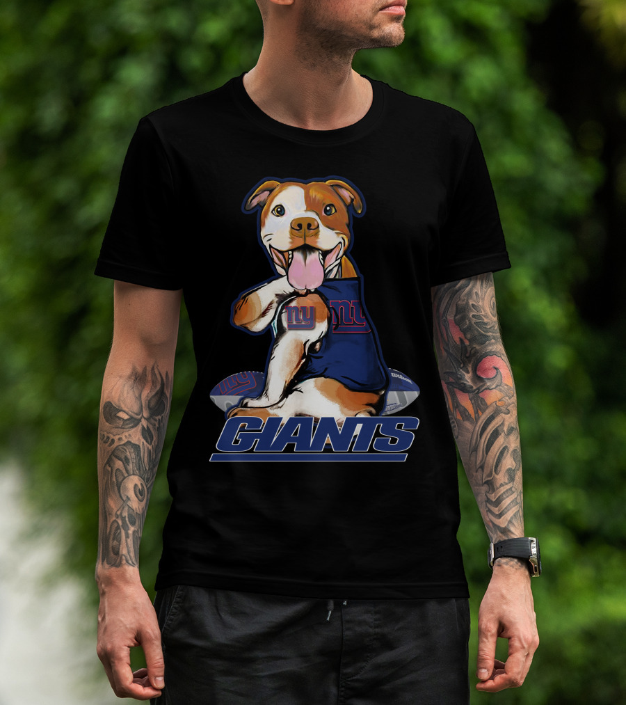 Pitbull New York Giants Pup Enthusiast T-Shirt