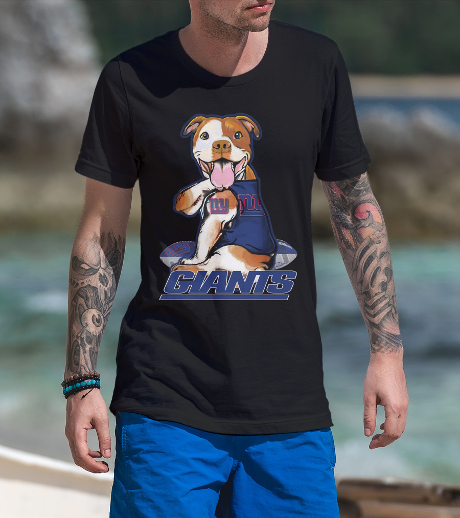 Pitbull New York Giants Pup Enthusiast T-Shirt