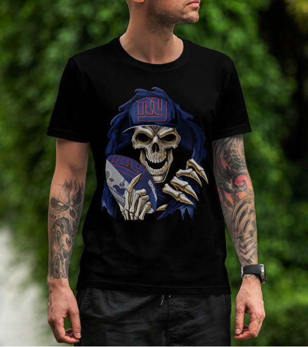 Skullbong New York Giants Skull Football T-Shirt