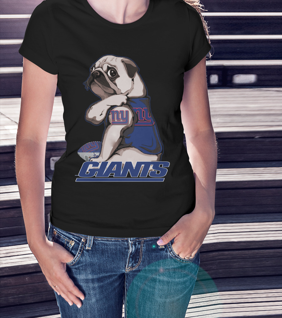 Pug Wearing New York Giants Football Sweater T-Shirt