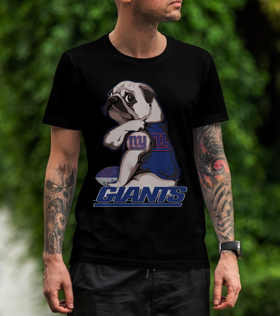 Pug Wearing New York Giants Football Sweater T-Shirt