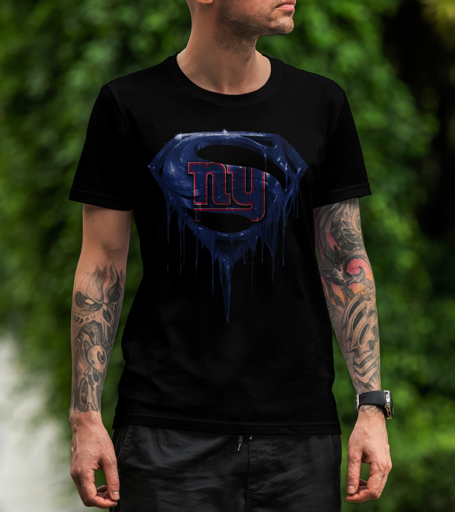 New York Giants Superman Logo Dripping Effect T-Shirt