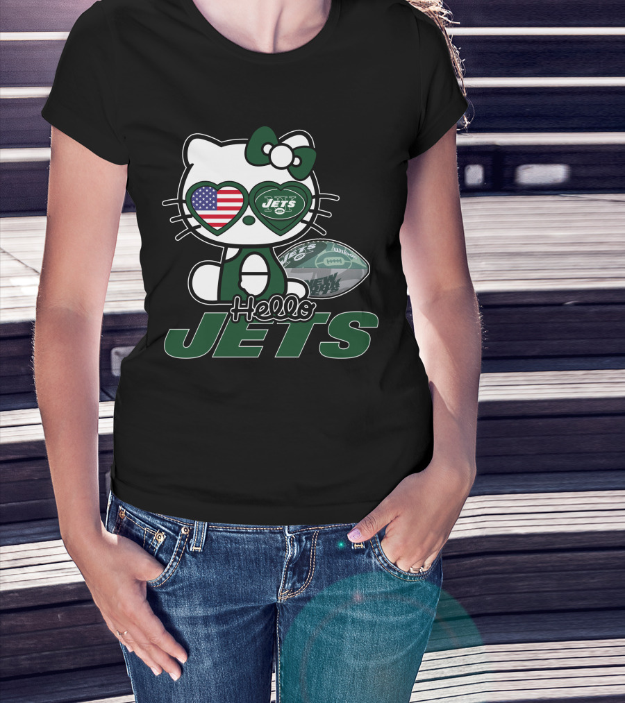 Hello Kitty Jets American Flag Football T-Shirt