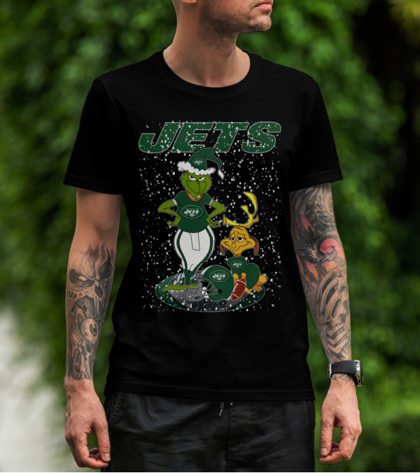 Grinchxmas New York Jets Holiday Football Fun T-Shirt