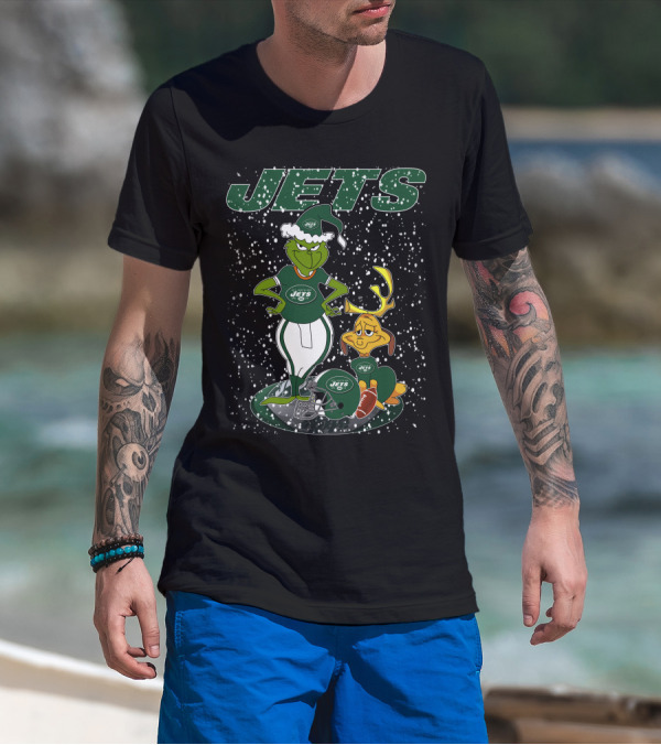 Grinchxmas New York Jets Holiday Football Fun T-Shirt