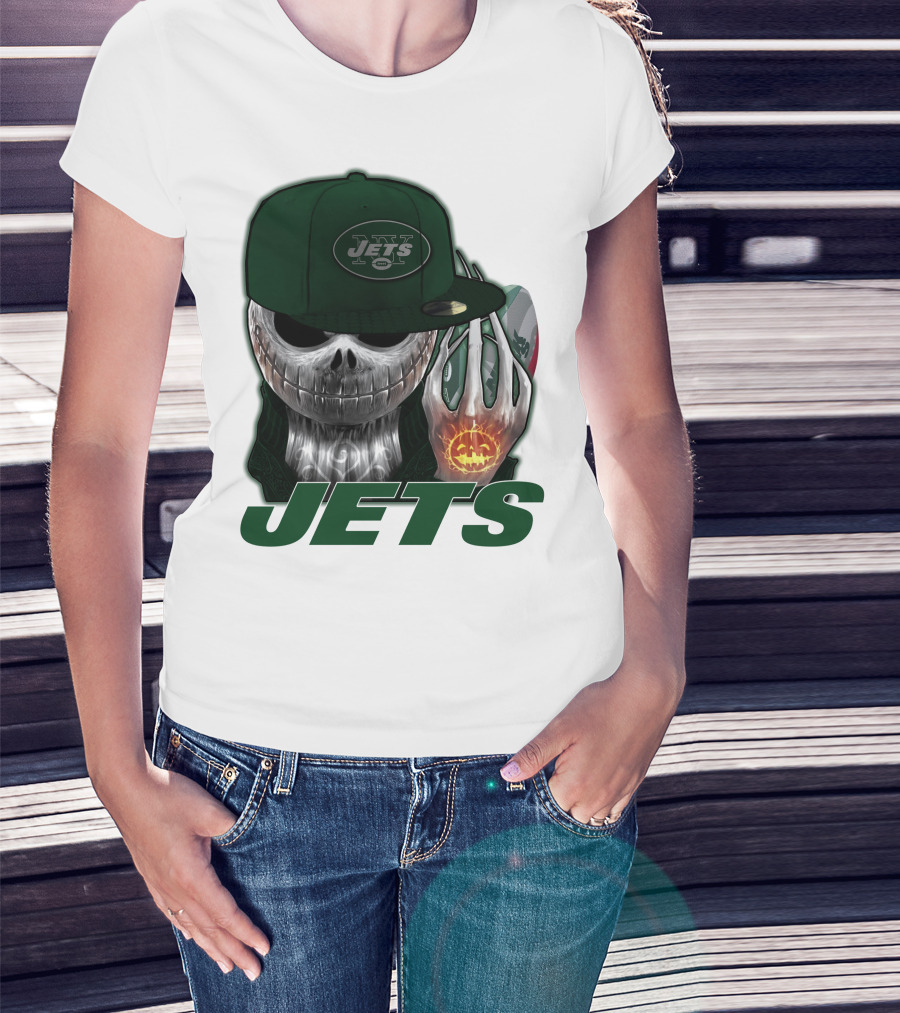 Jets Jackskull Halloween Football Fanatic T-Shirt