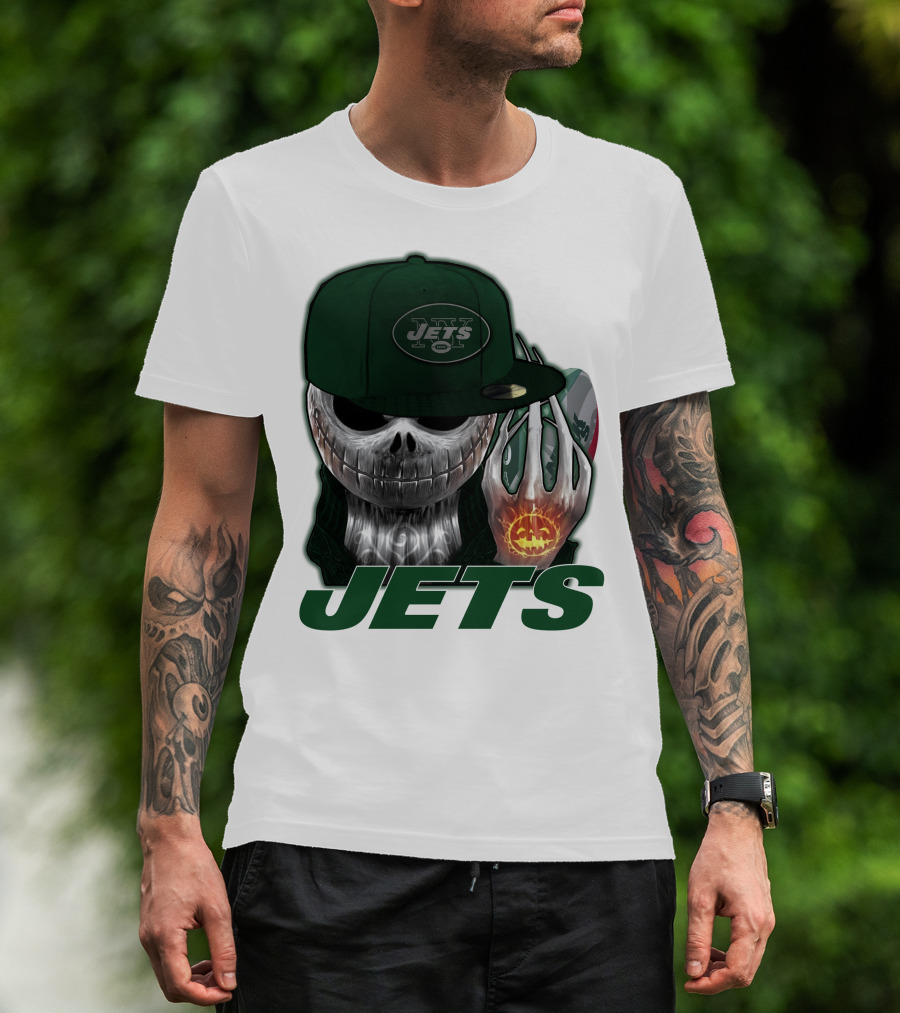 Jets Jackskull Halloween Football Fanatic T-Shirt