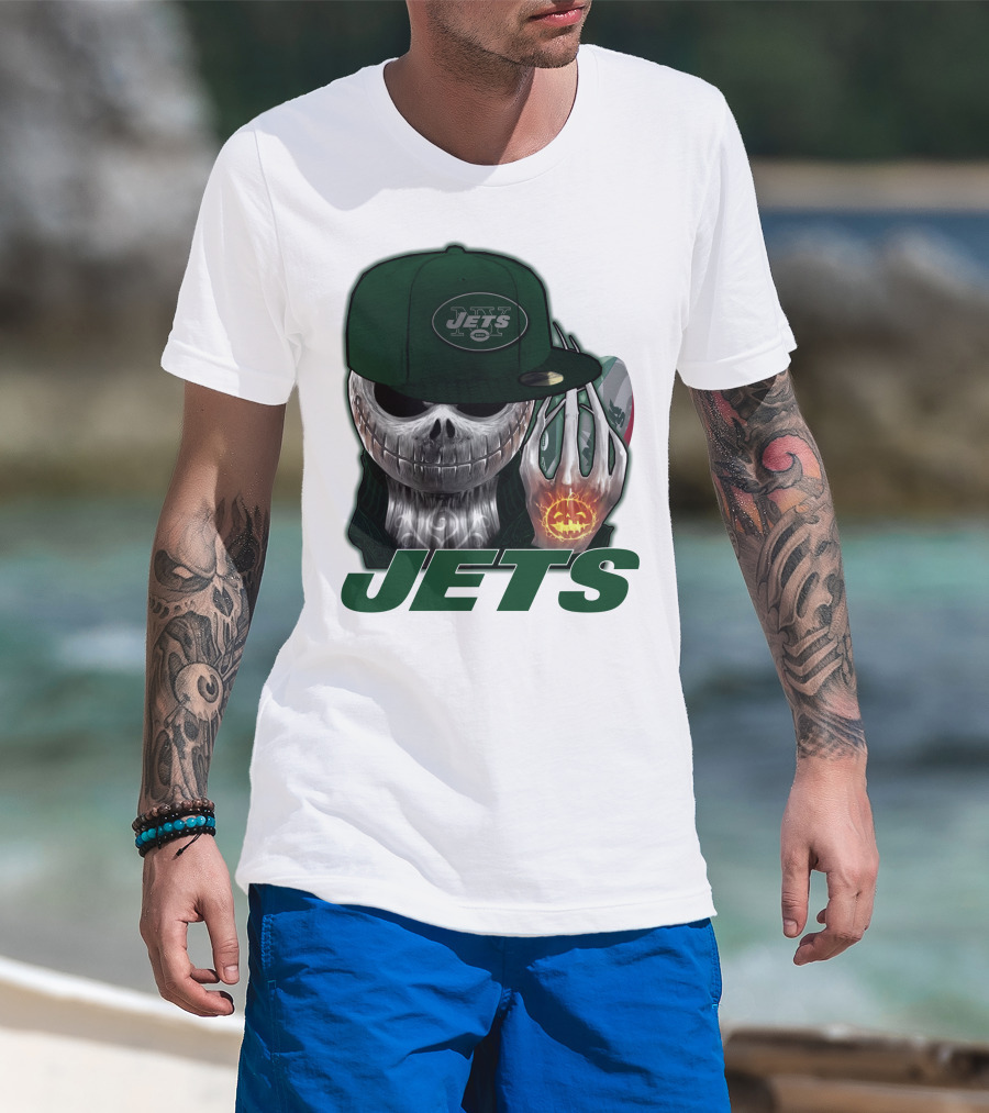 Jets Jackskull Halloween Football Fanatic T-Shirt