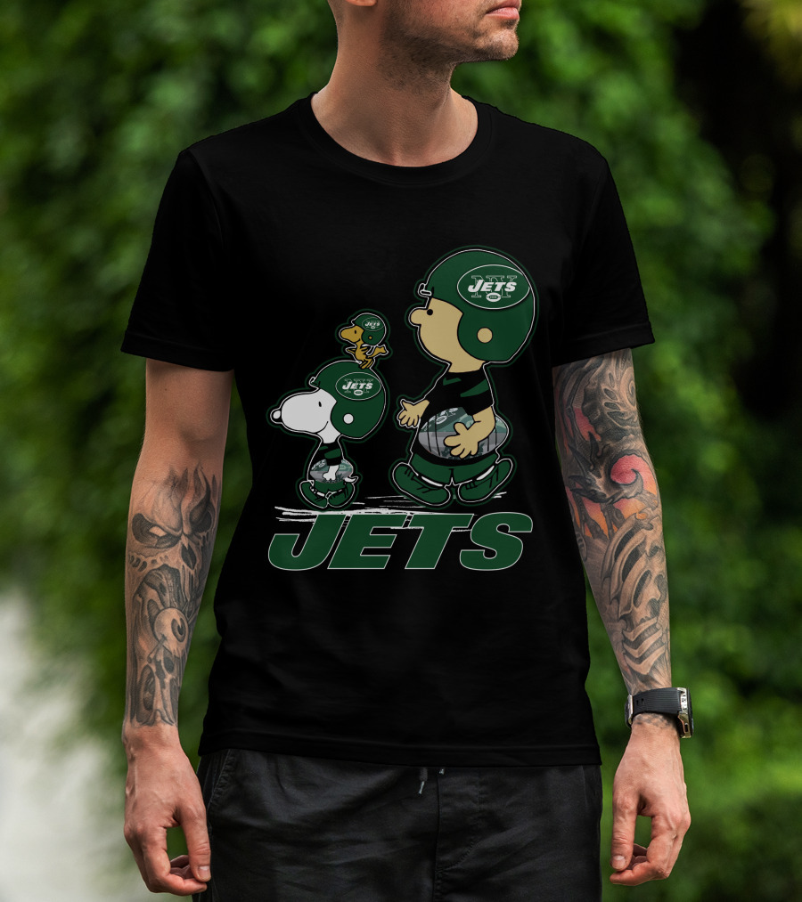 Snoopy Woodstock Jets Peanuts New York Football T-Shirt