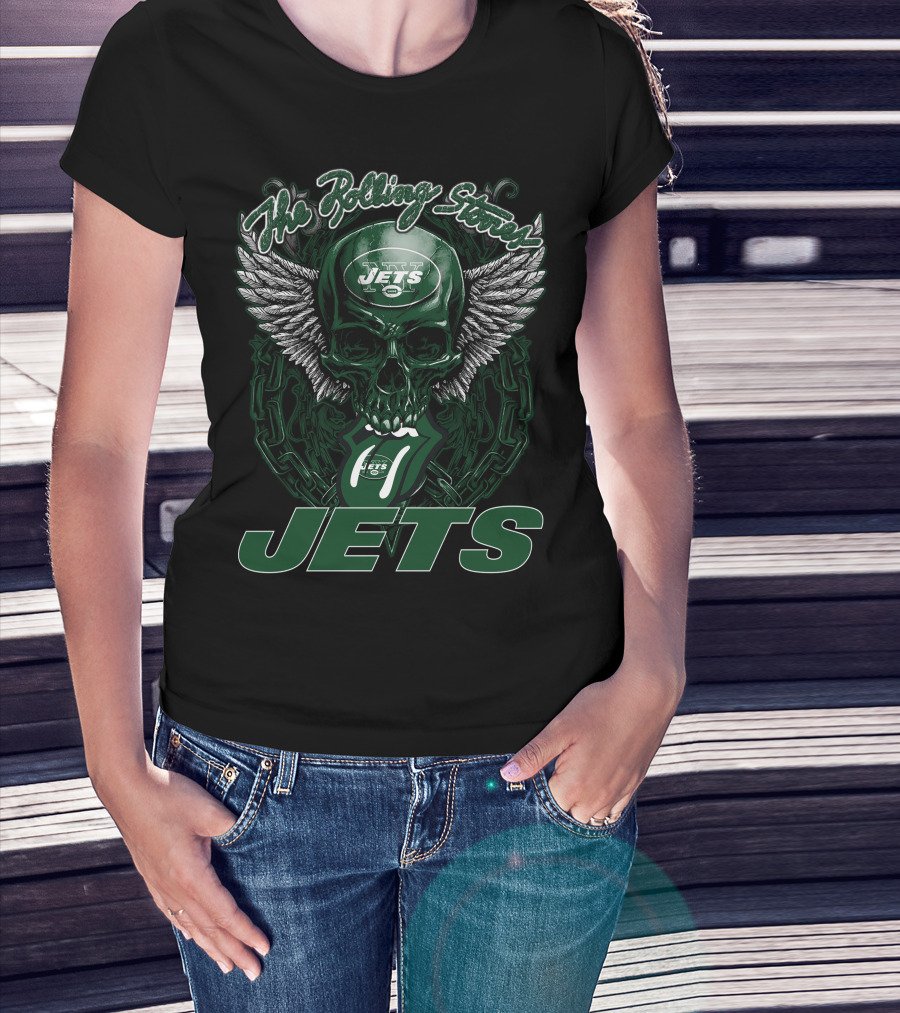The Rolling Stones New York Jets Skull And Wings T-Shirt