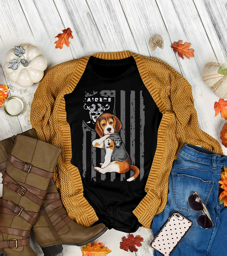 Beagle Raiders I Love Mom NFL Fan T-Shirt