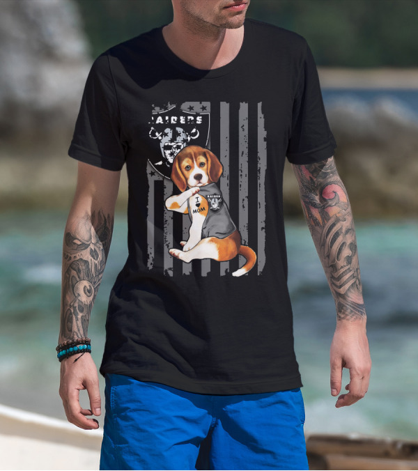 Beagle Raiders I Love Mom NFL Fan T-Shirt