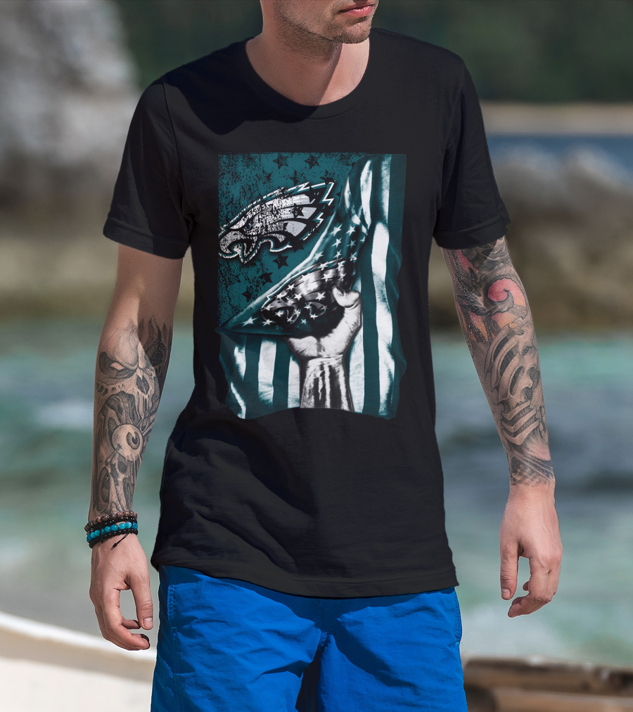 Philadelphia Eagles American Flag Fist Emblem T-Shirt