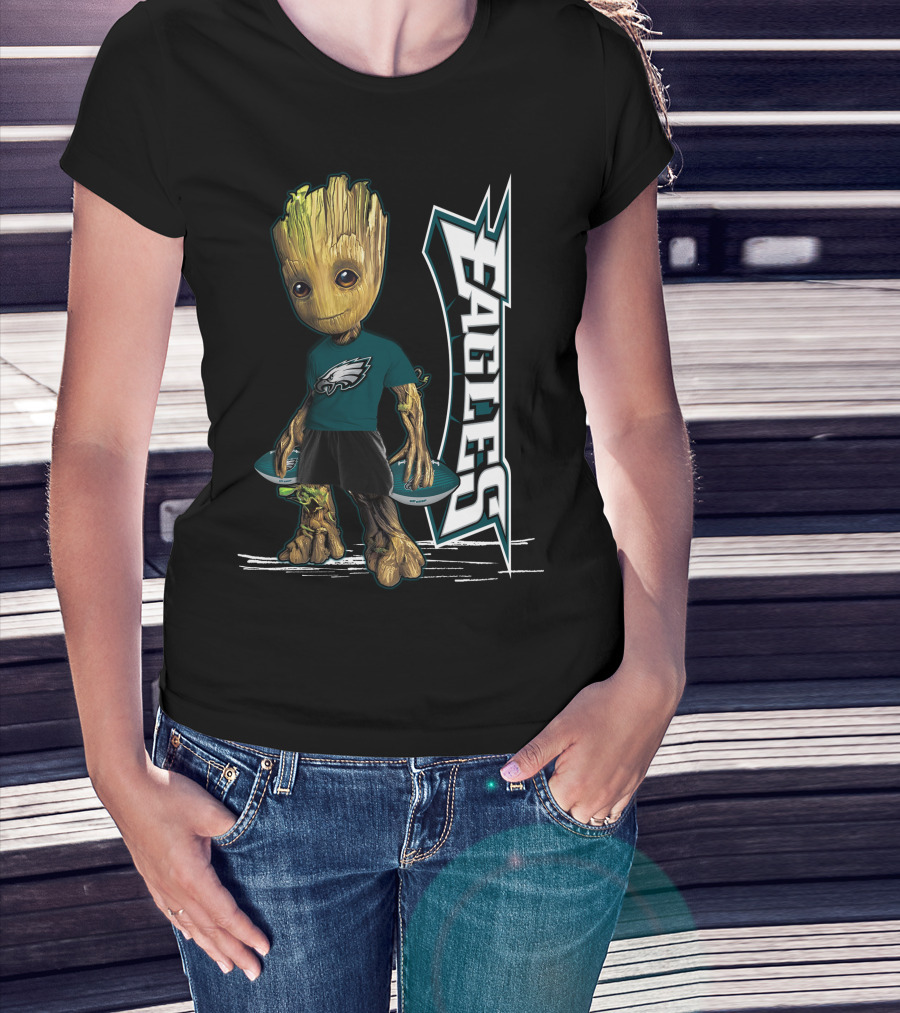 Groot Philadelphia Eagles Football Team Fan Character NFL T-Shirt
