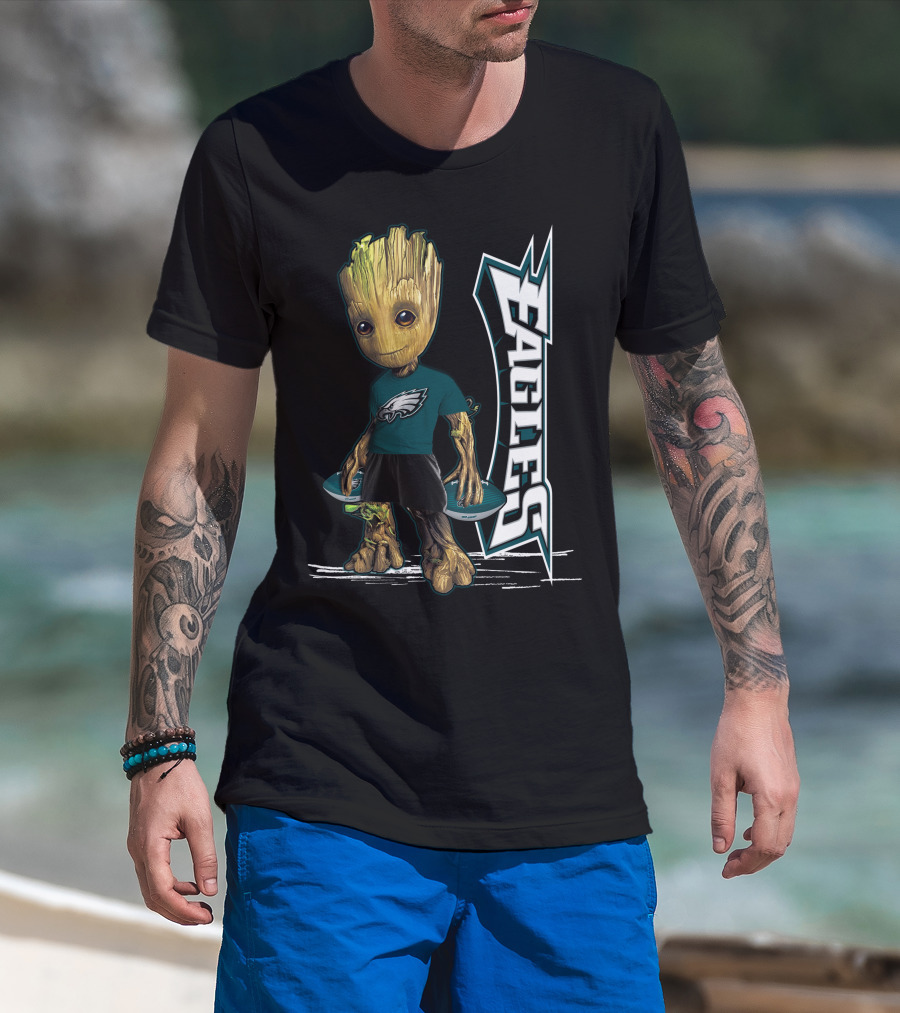 Groot Philadelphia Eagles Football Team Fan Character NFL T-Shirt