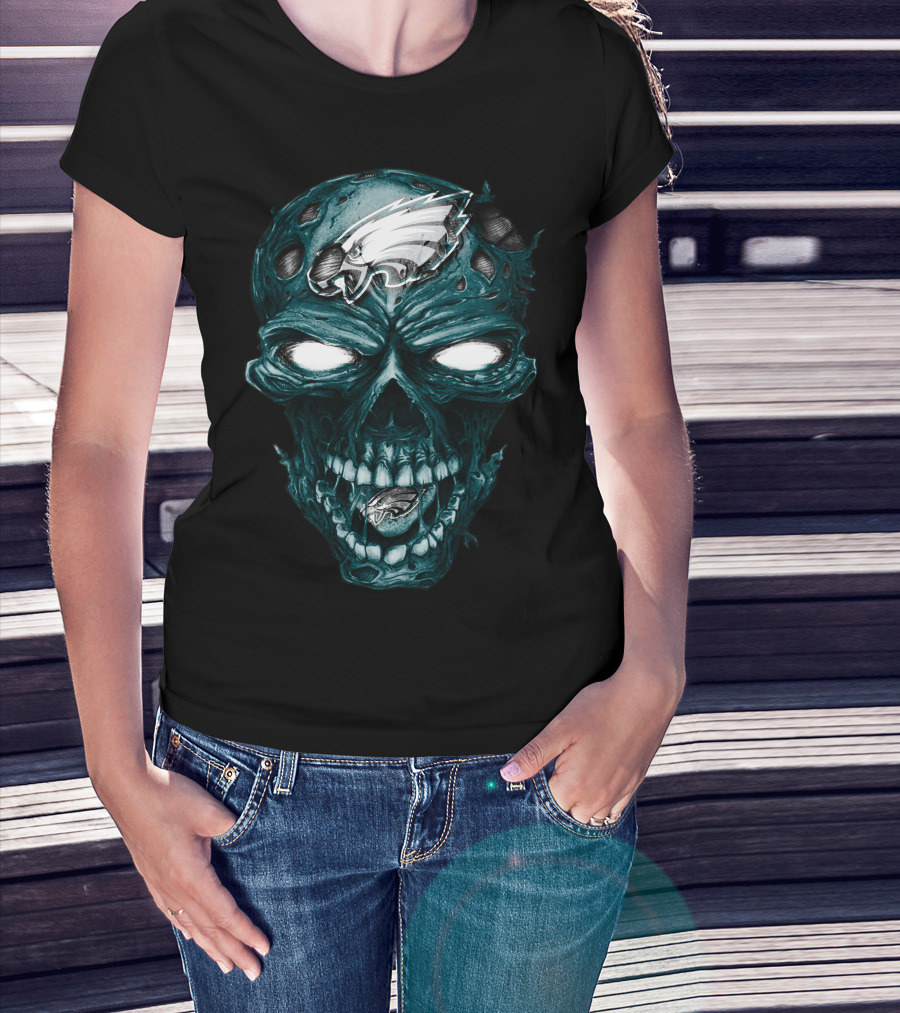 Skull V2 Philadelphia Eagles Zombie Face T-Shirt