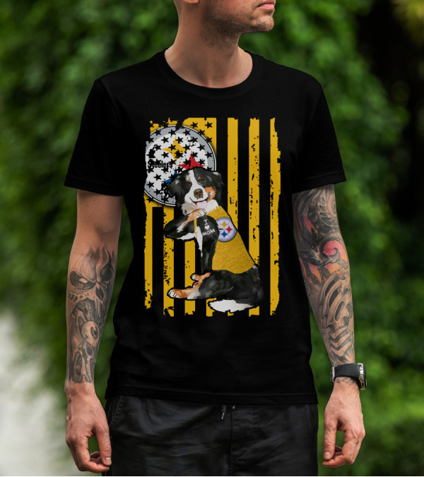 Border Collie Steelers I Love Mom Pittsburgh T-Shirt