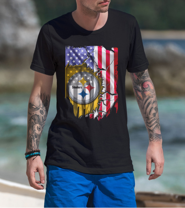 USA Flag Pittsburgh Steelers Logo V2 T-Shirt