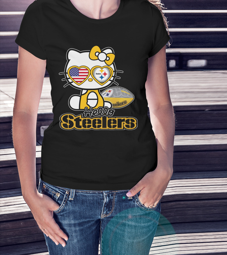 Hello Steelers Hello Kitty Pittsburgh Football T-Shirt