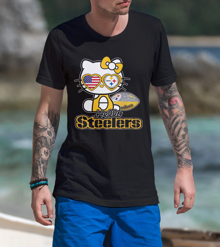 Hello Steelers Hello Kitty Pittsburgh Football T-Shirt
