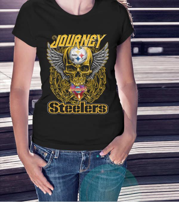 Journey Steelers Skull Wings Chain T-Shirt
