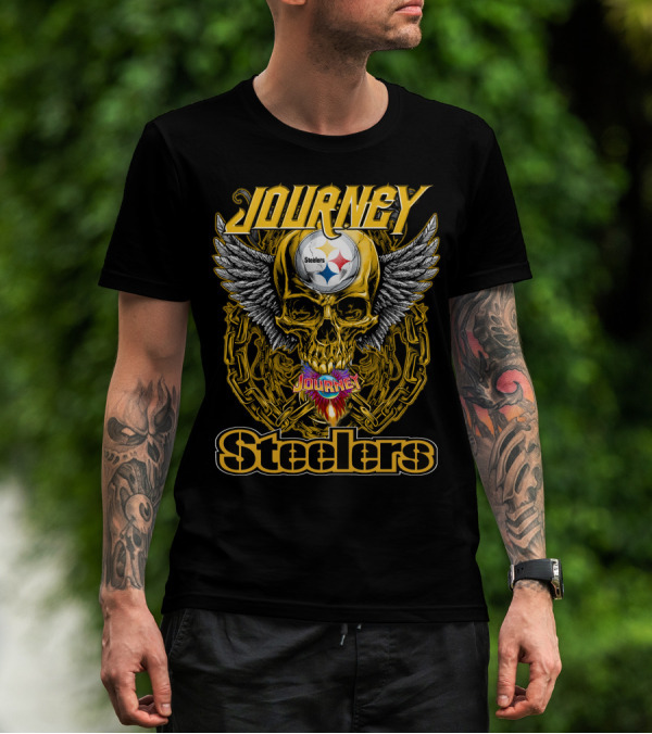 Journey Steelers Skull Wings Chain T-Shirt