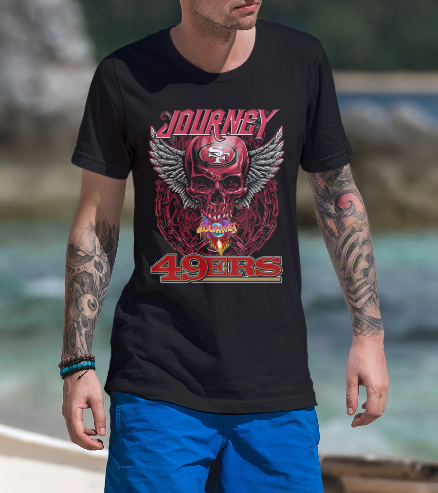 Journey San Francisco 49ers Skull And Wings T-Shirt