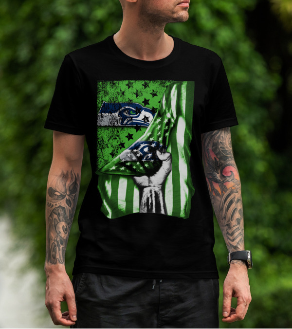 Seattle Seahawks Flag Stars And Stripes Concept T-Shirt