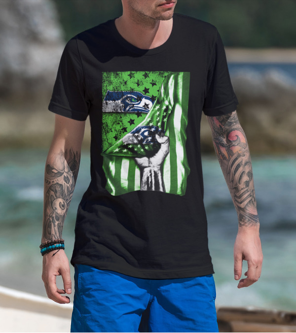 Seattle Seahawks Flag Stars And Stripes Concept T-Shirt