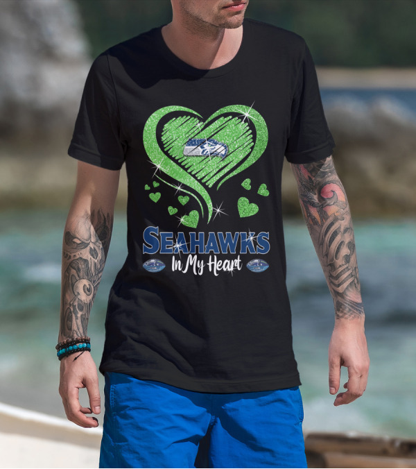 Seahawks In My Heart Sparkling Glitter Design With Team T-Shirt