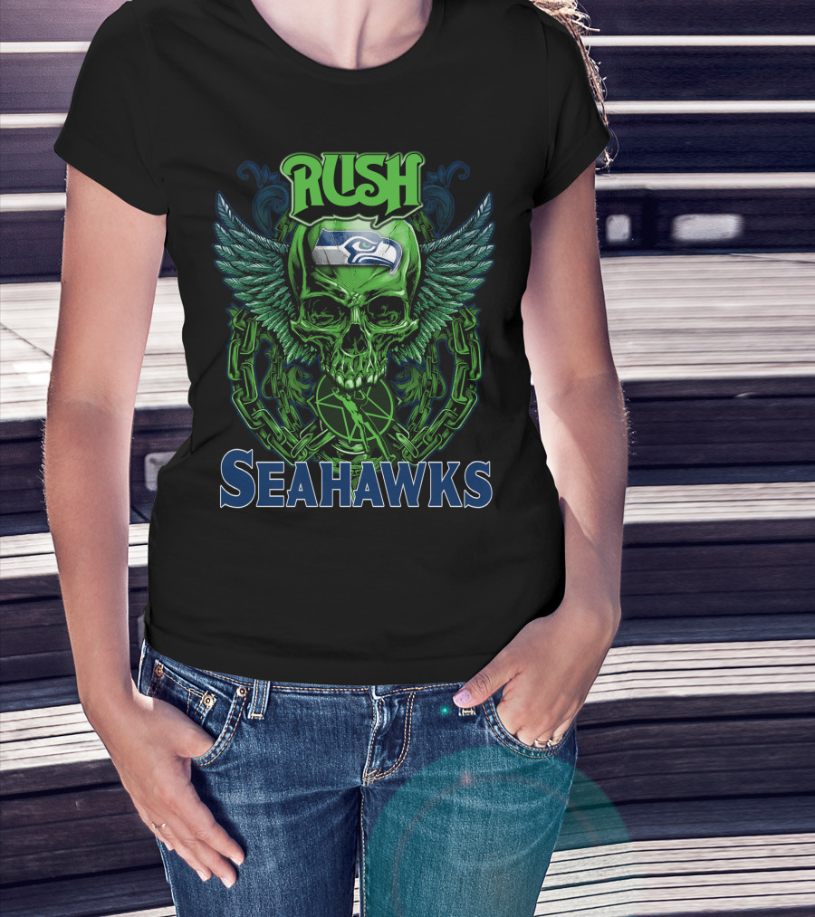Rush Seattle Seahawks Skull Wing T-Shirt